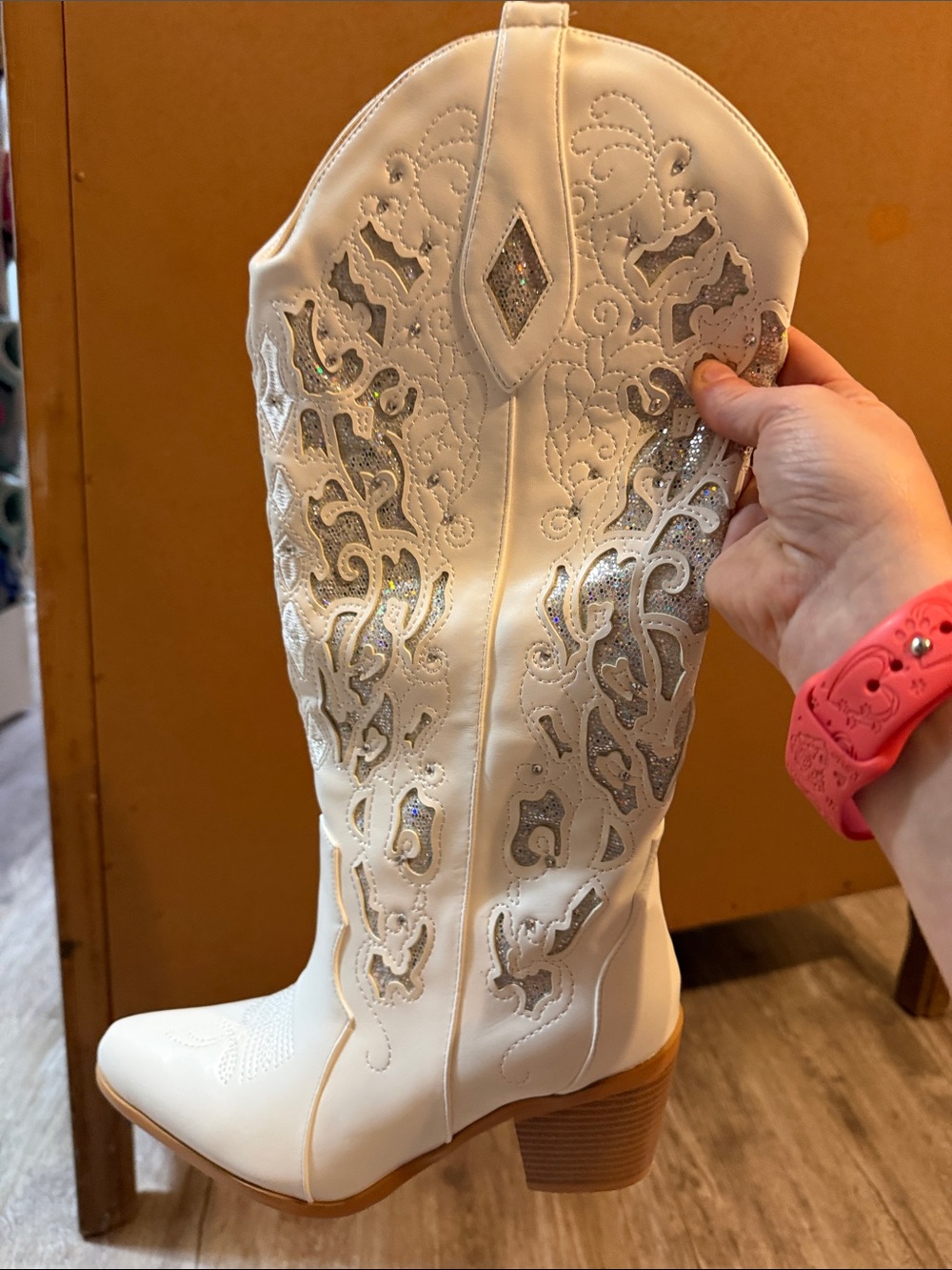 Women’s White Embellished Western Cowboy Boots